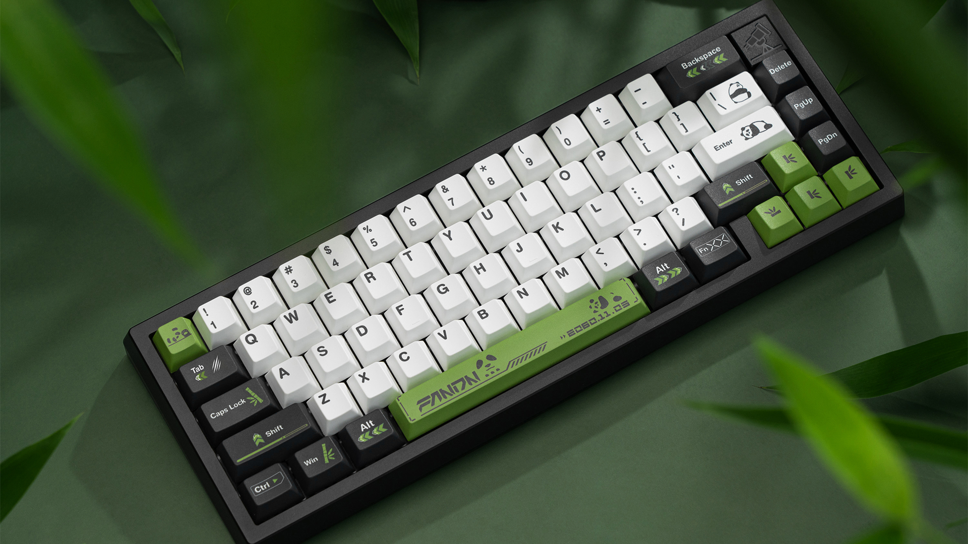 green white and black keyboard
